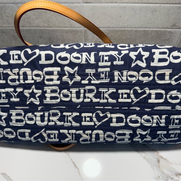Dooney & Bourke Duffel Travel Bag, Signature Monogram Blue and White - Picture 8 of 10